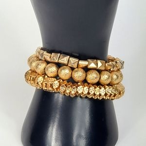 3 Textured Boho Stacked Bracelets